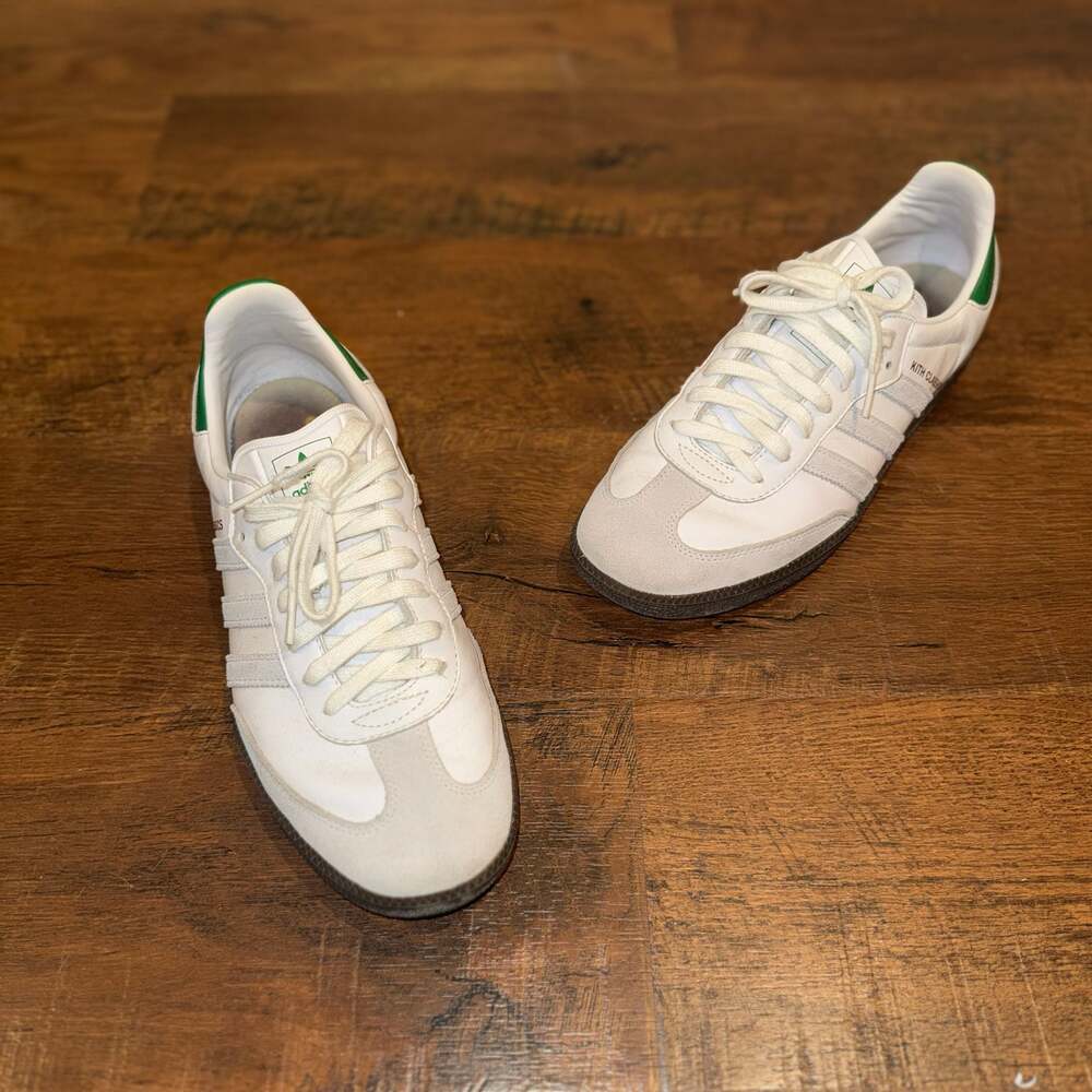 KITH x Adidas Samba OG Classics White Green Sneakers (FX5398) Size 9.5